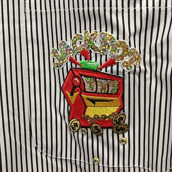 Las Vegas Sparkly Button Down Blouse - Picture 6 of 8